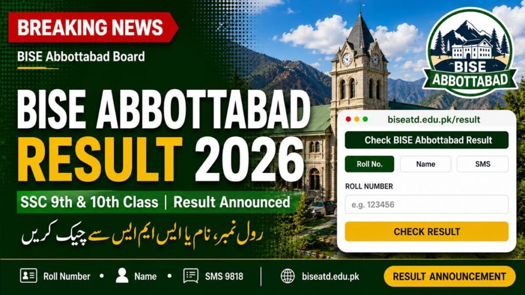 BISE Abbottabad Result 2026 SSC 9th & 10th Class by Roll Number