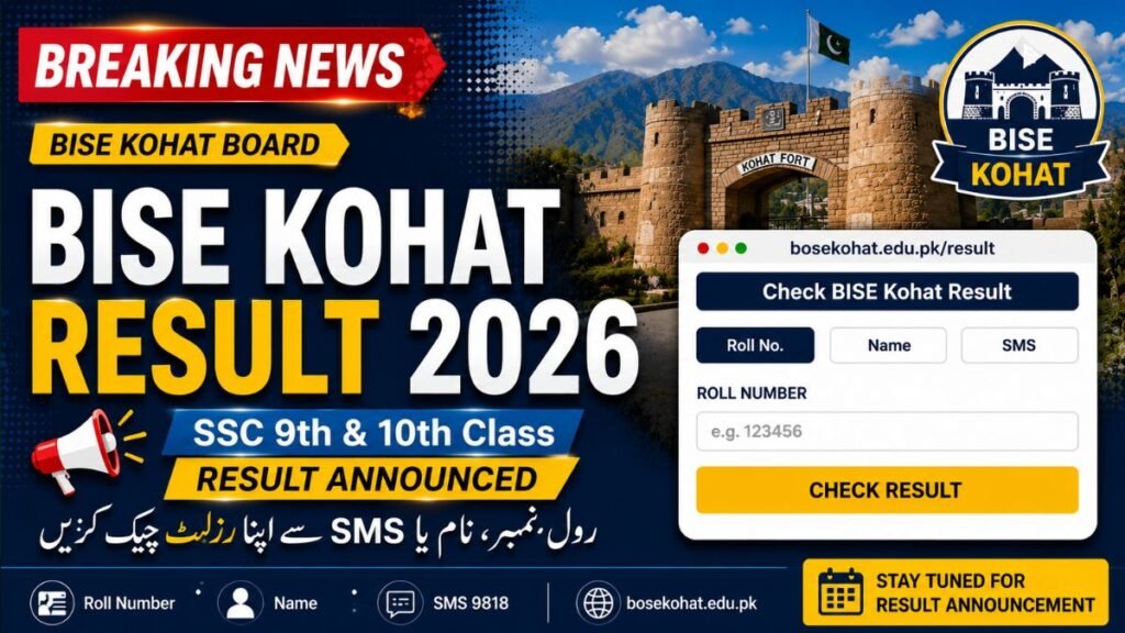BISE Kohat Result 2026 SSC 9th & 10th Class by Roll Number