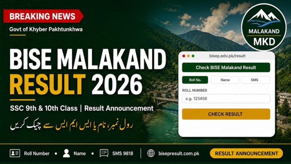 BISE Malakand Result 2026 9th & 10th Class Check by Roll Number, Name and SMS