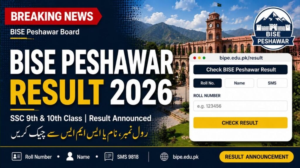 BISE Peshawar Result 2026 SSC 9th & 10th Class by Roll Number