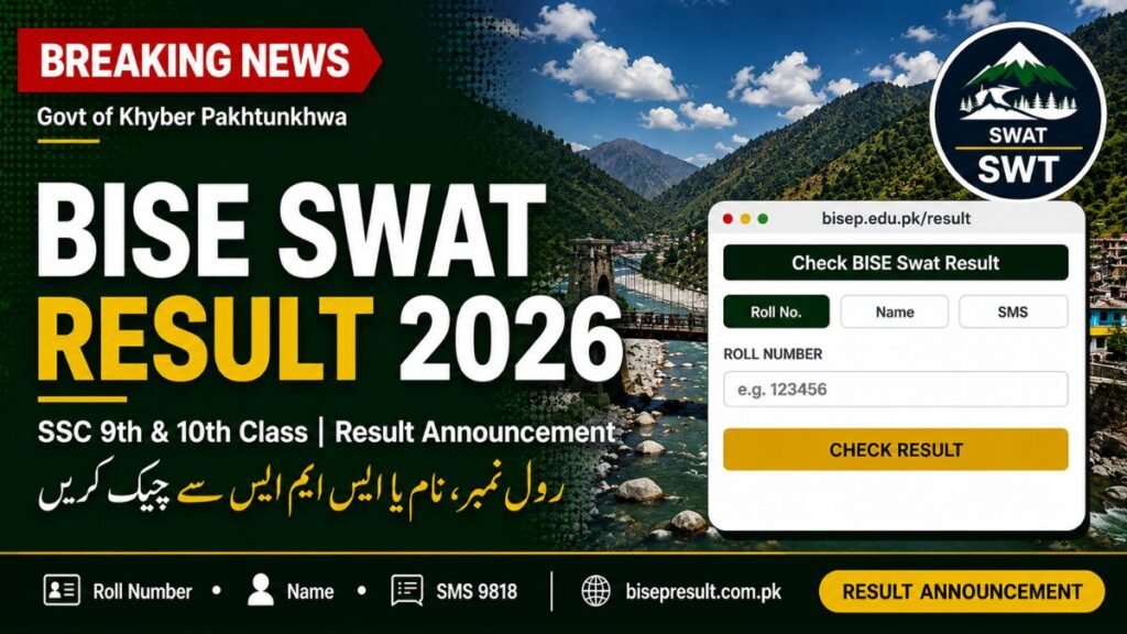 BISE Swat Result 2026 9th & 10th Class Check by Roll Number, Name and SMS