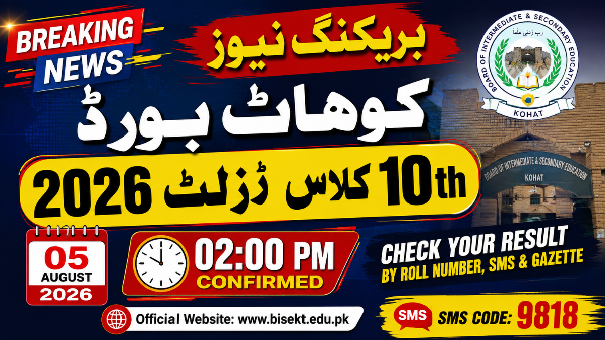 BISE Kohat 10th Class Result 2026 Announced on 05 August 2026
