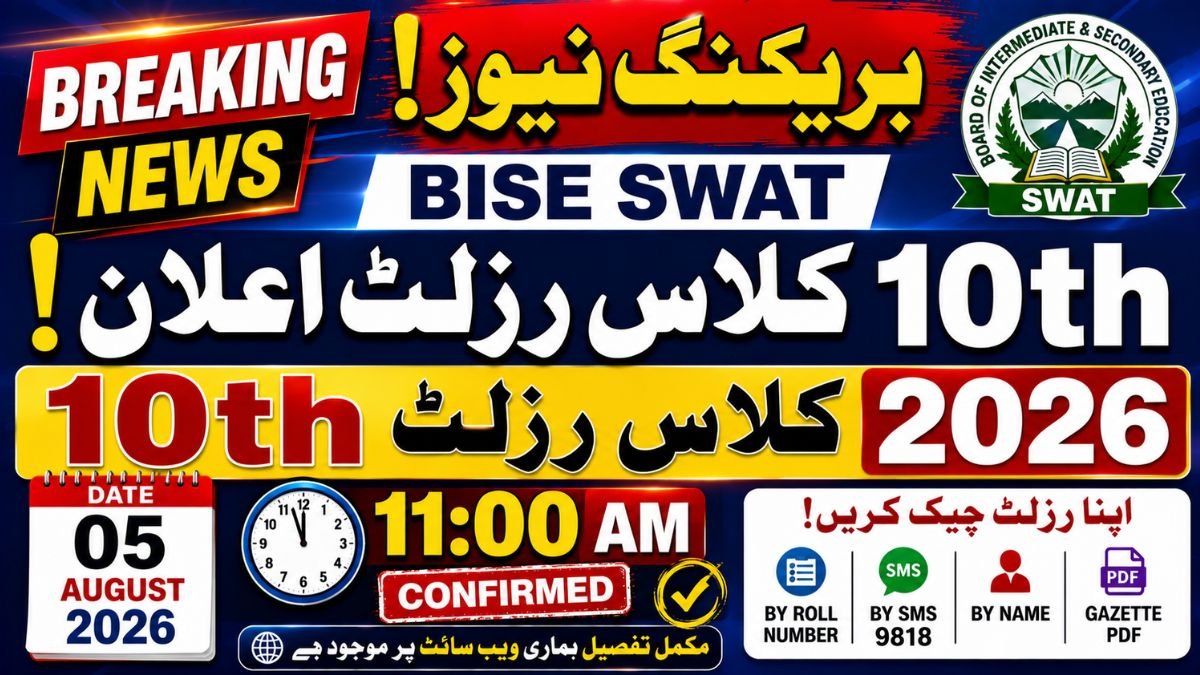BISE Swat 10th Class Result 2026 – Check by Roll Number, SMS (9818), Name & Gazette PDF